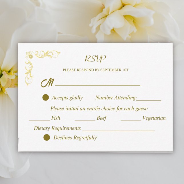 Cartão RSVP Casamento Victoriano Elegante (Criador carregado)