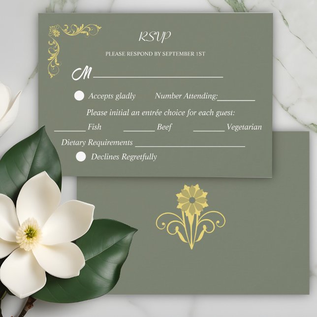 Cartão RSVP Casamento Victoriano Elegante (Criador carregado)