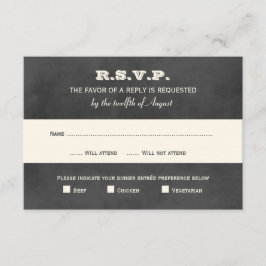 Cartão RSVP Casamento Vintage Black Chalkboard