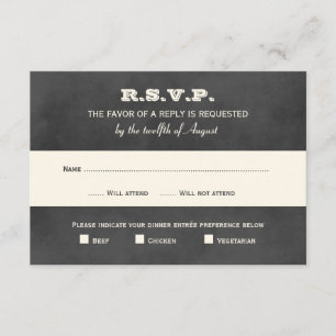 Cartão RSVP Casamento Vintage Black Chalkboard