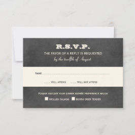 Cartão RSVP Casamento Vintage Black Chalkboard