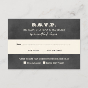 Cartão RSVP Casamento Vintage Black Chalkboard