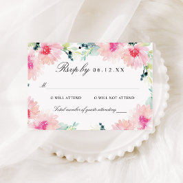 Cartão RSVP Casamento Vintage Blush Primavera Floral Watercolo