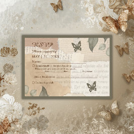 Cartão RSVP casamento vintage boho chic greenery