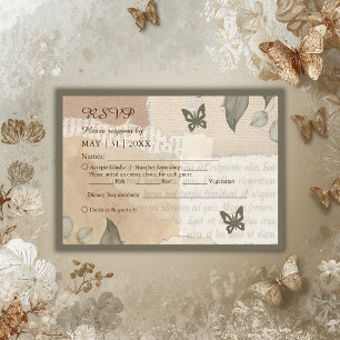Cartão RSVP casamento vintage boho chic greenery