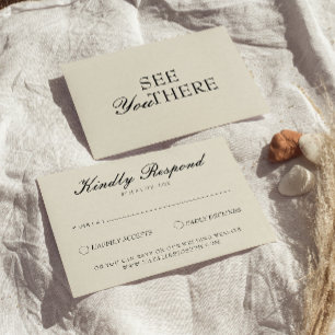 Cartão RSVP Casamento Vintage de Dinheiro Antigo Creme Preto C