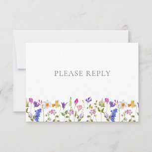 Cartão RSVP Casamento vintage de Jardim Colorido do Código QR