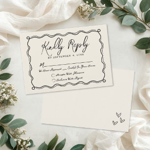 Cartão RSVP Casamento Vintage Desenhado à Mão