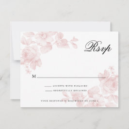 Cartão RSVP Casamento Vintage Floral Rosa Pink