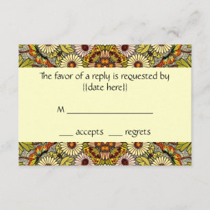 Cartão RSVP Casamento vintage, Flores de Jardim Borboletas Flo