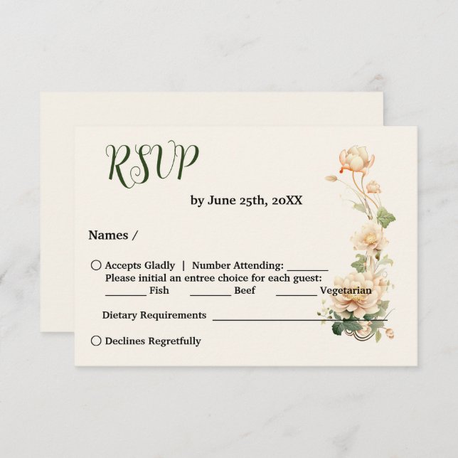 Cartão RSVP Casamento vintage Lotus Flower (Frente/Verso)