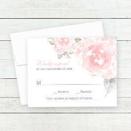 Cartão RSVP Casamento Vintage Pink Watercolor Rosa