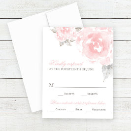 Cartão RSVP Casamento Vintage Pink Watercolor Rosa