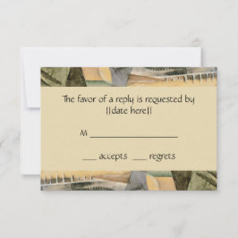 Cartão RSVP Casamento vintage, Tons da Terra Cores, Cubismo Ar