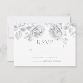 Cartão RSVP Casamento Vintage White Roses