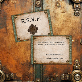 Cartão RSVP Casamento Vitoriano Steampunk Soiree