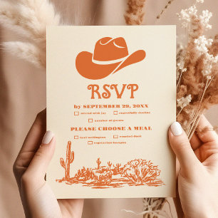 Cartão RSVP Casamento Western de Rancherio Country Sudoeste