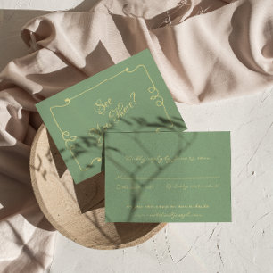 Cartão RSVP Casamento Whimsical Da Letra Retro Mint Green