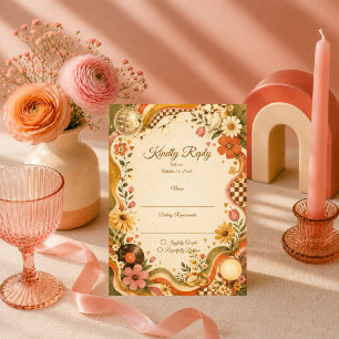 Cartão RSVP Casamento Whimsical Retro Disco