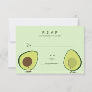 Cartão RSVP Casamento Whimsical Verde Avocado Ilustrado