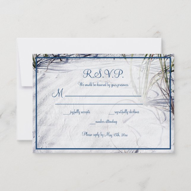 Cartão RSVP Casamento White Sand Beach (Frente)