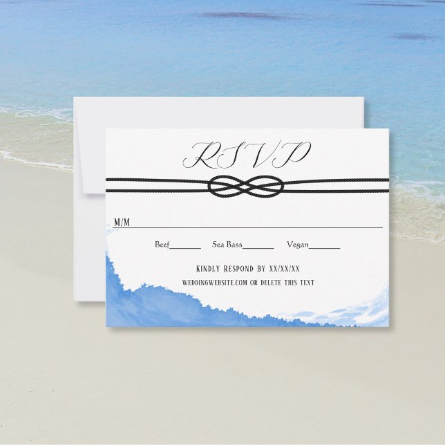 Cartão RSVP Casando na Aquarela Azul do Oceano Yacht (Criador carregado)