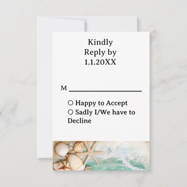 Cartão RSVP Cascas de praia 3 (Verso)