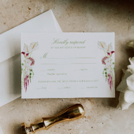 Cartão RSVP Cascata de Buquê Floral Casamento