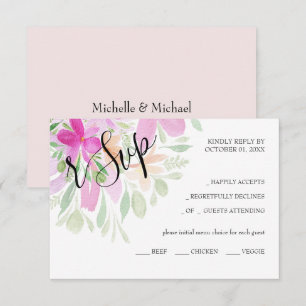 Cartão RSVP Castanhosos Cor-de-água, Cor-de-água, pintados à m