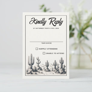 Cartão RSVP Casual Cactus Wedding