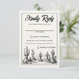 Cartão RSVP Casual Cactus Wedding