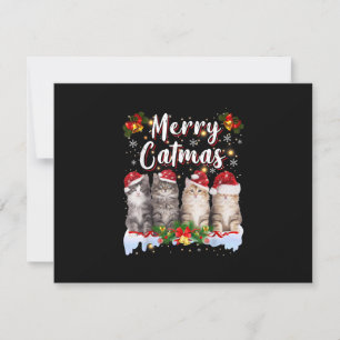 Cartão RSVP Cat Christmas Santa Hat Engraçado Feliz Catmas