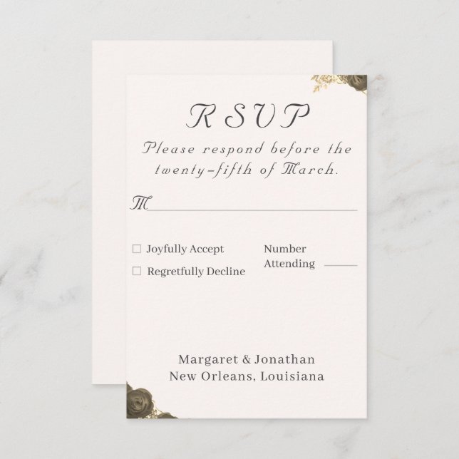 Cartão RSVP Católica Grace Wedding (Frente/Verso)