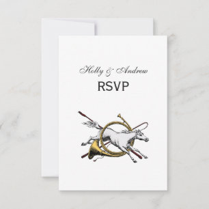 Cartão RSVP Cavaleiro Préppy Pulando com Cor de Chifre