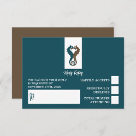 Cartão RSVP Cavalo-do-mar Romance, Casamento de praia