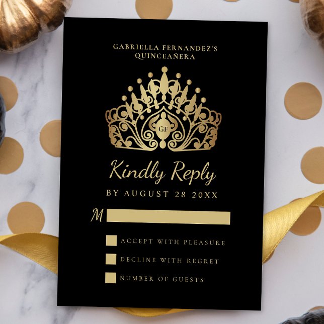 Cartão RSVP Celebração de aniversário da Quinceañera 15 (Criador carregado)