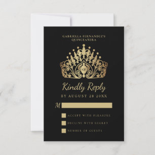 Cartão RSVP Celebração de aniversário da Quinceañera 15