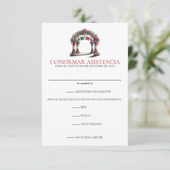 Cartão RSVP Celebração do Casamento Mexicano (Em pé/Frente)