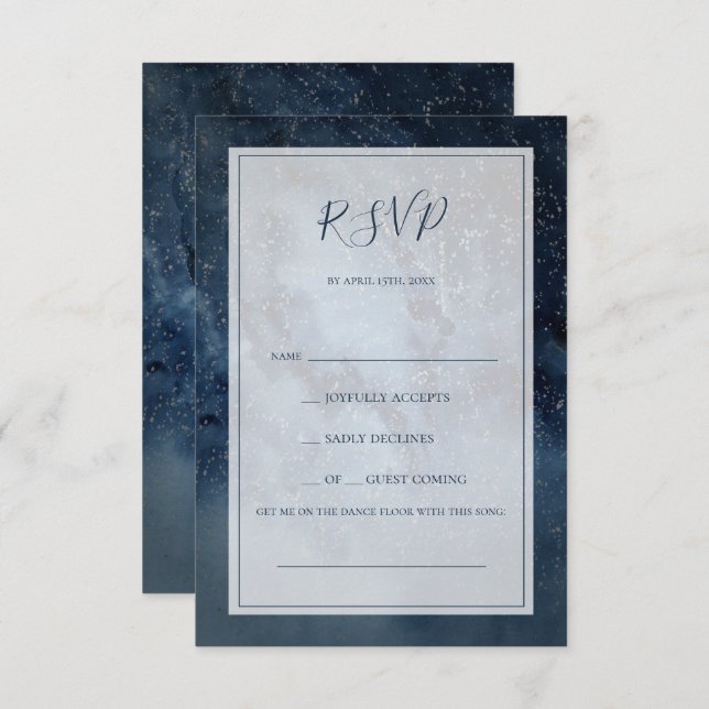 Cartão RSVP Celestial Night Sky com Pedido de Frame Song (Frente/Verso)