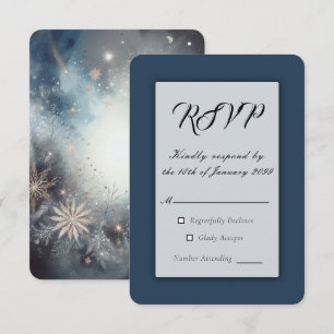 Cartão RSVP Celestial Winter Midnight Sparkle Weds