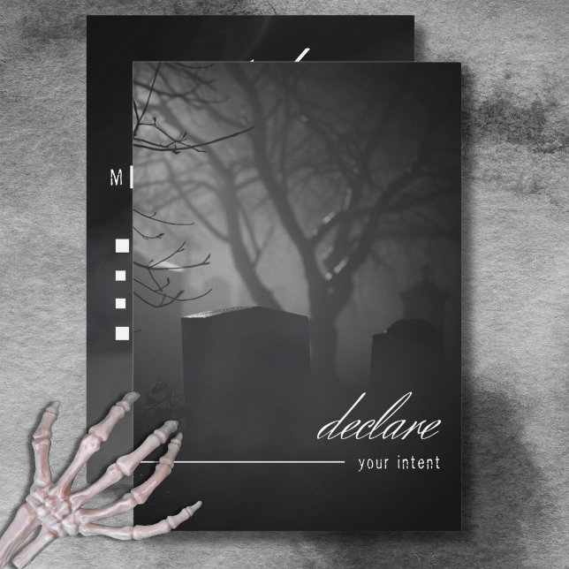 Cartão RSVP Cemitério Gótico Preto e Branco até Janta da Morte (Gothic Black & White Cemetery Until Death Dinner RSVP Card)