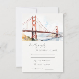 Cartão RSVP Cena de Casamento da Ponte Golden Gate de São Fran
