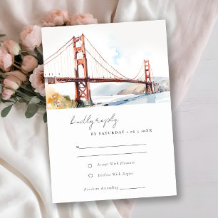 Cartão RSVP Cena de Casamento da Ponte Golden Gate de São Fran