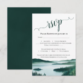 Cartão RSVP Cena de Lago de Montanha Pitoresca Casamento Rústi