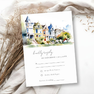 Cartão RSVP Cenas de Casamento da Paisagem das Painted Ladies