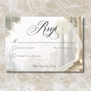 Cartão RSVP Cenas de Casamento Elegantes Neoclássicas Vintage