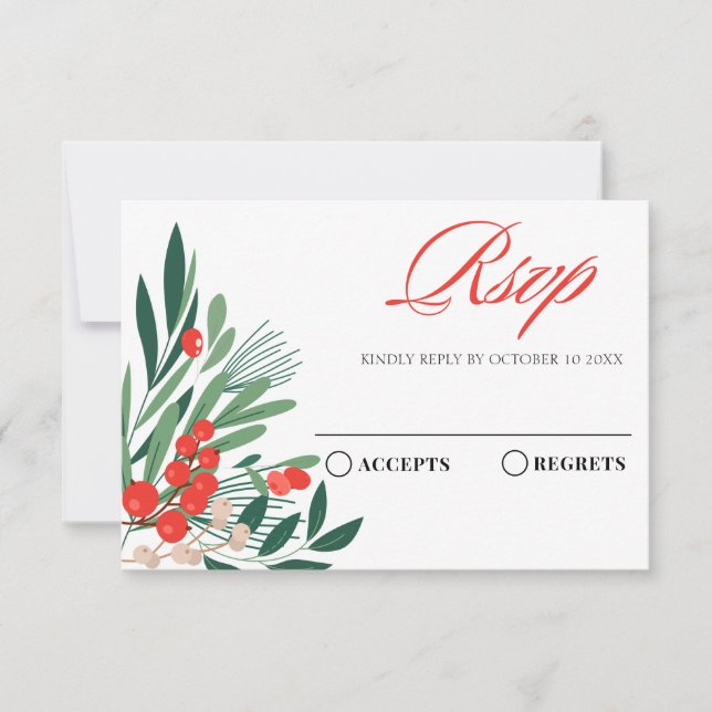 Cartão RSVP Cereja-vermelha (Frente)