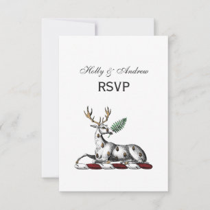 Cartão RSVP Cervo com Emblema de Crista Heráldica de Samambaia