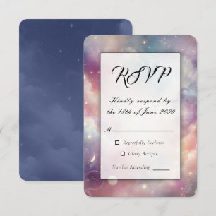 Cartão RSVP Céu de Poeira Estelar Celestial Brilhante Casament