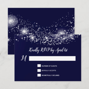 Cartão RSVP Céu Noturno Estrelado Azul Profundo